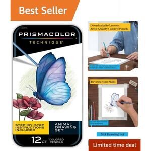 PRISMACOLOR TECHNIQUE 12 ANIMAL DRAWING SET COLORED PENCILS BRAND NEW